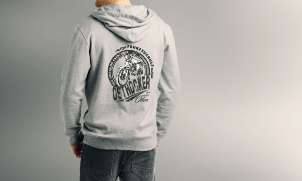 Sweatjacke Grau Druck groß hinten