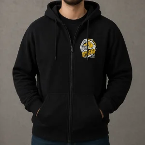 Osthocker e.V. Hoodie Jacke mit Reißverschluss – Vereinslogo vorne klein & groß hinten